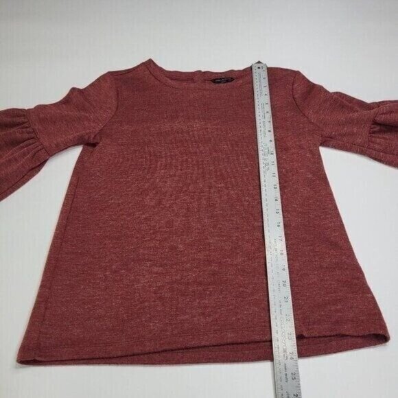 Lucky Brand Long Sleeve Top Womens Size Small Maroon Bell Sleeves 7W72135 - Picture 9 of 11